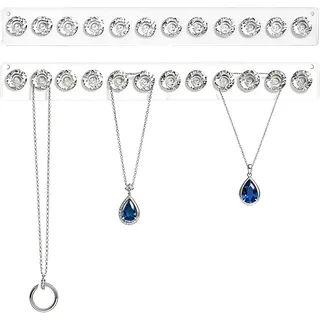 Baoswi 2-Pack Halskette Aufhänger Acryl Halsketten Halter Wand befestigte Schmuck Organizer hängen mit 12 Diamant Form Haken, Schmuck Aufhänger für Halskette, Geschenk für Mädchen Frauen