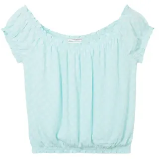 Tom Tailor Cropped Allover Printed ärmellose Bluse - Aqua Mini Geo Print - 140 cm
