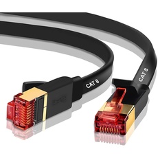 Bild CAT8 Ethernet Gigabit LAN-Netzwerkkabel (RJ45), SSTP, 40 Gbit/s, 2000 MHz, flach, Schwarz, 10 m