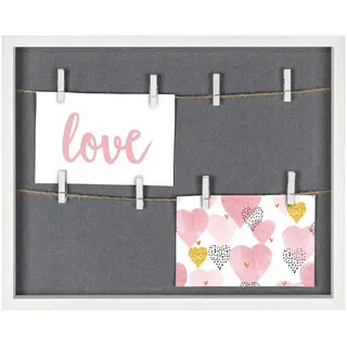 Hama Fotorahmen mit Klammern und Leine, 29,5 x 36,5 cm (tiefer Bilderrahmen mit Schnur, zum Hängen im Querformat, ideal als Bilderrahmen Deko, als Geldgeschenk zu Hochzeit, Taufe, Geburtstag) weiß