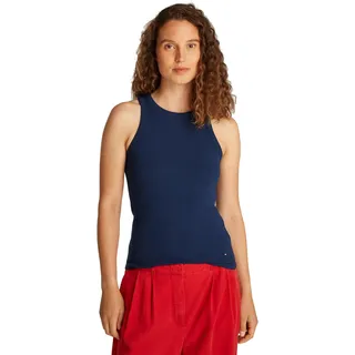 Tommy Hilfiger Damen Top Slim Rib Tank Top mit Stretch, Blau (Dark Night Navy), 3XL