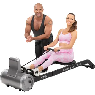 Miweba Sports Profi Rudergerät | Heimtrainer klappbar - 6 Widerstandsstufen - leise Rudermaschine - Rowshaper - LCD Display - Fitnessgerät für Zuhause - Dunkelgrau