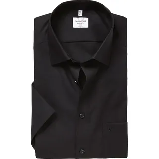 Kurzarmhemd MARVELIS, Herren, Gr. 47, N-Gr, schwarz, Web, Obermaterial: 100% Baumwolle, Hemden Kurzarmhemd, modern fit, Busnesshemd, New Kentkragen, bügelfrei