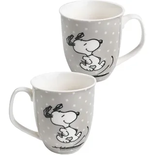 United Labels The Peanuts Tasse Snoopy 280 ml, Grau mit Punkten, Kaffeebecher aus Keramik, Kaffeetasse