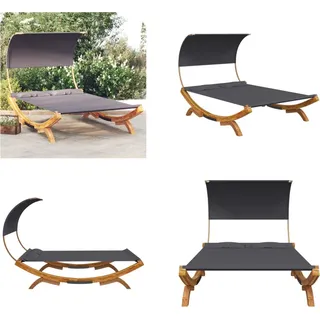 vidaXL Loungebett mit Dach 165x203x126 cm Bugholz Massiv Anthrazit - Hängematte - Hängematten - Garten Hängematte - Garten Hängematten - Grau