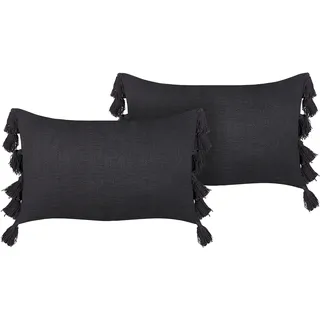 Beliani Dekokissen LYTHRUM 45 x 45 cm Schwarz