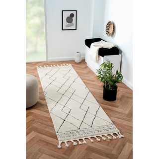 Myflair Möbel & Accessoires Hochflor-Läufer »Moroccan Design«, rechteckig, 24 mm Höhe, modern, marokkanisches Design, Rauten Muster, weich durch Hochflor schwarz-weiß