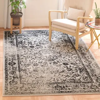 SAFAVIEH Distressed Teppich für Wohnzimmer, Esszimmer, Schlafzimmer - Adirondack Collection, Kurzer Flor, Grau und Schwarz, 155 X 229 cm