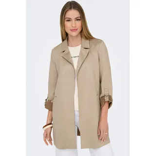 Only Langjacke »ONLJOLINE FAUX SUEDE COAT LIFE CC OTW« ohne Kapuze mit Reverskragen, weiches Wildlederimitat, silberfarben