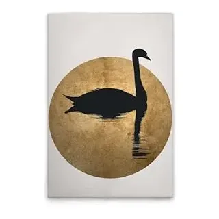A.S. Création Leinwandbild Schwan Schwarz Gold - Wandbild in Creme, Schwarz - 50 x 75 cm - DD131763