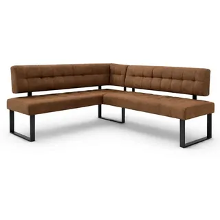 Eckbank HOME AFFAIRE "Mia Küchenbank, Polsterbank, Esszimmerbank, 207x167 cm", terra, schwarz, B:207cm H:61cm T:167cm, Massivholz, Metall, Polyester, Sitzbänke, Eckbank, Moderne Bank und Farben, Sitzplatzanzahl: 5, Frei in Raum stellbar