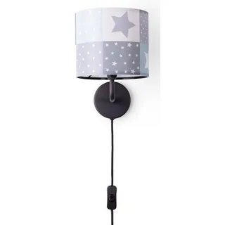Paco Home Wandleuchte »Cosmo 345« E14, Kinderlampe Wandlampe Schalter Ø...18cm Sterne Punkte Kabellänge 3m E14, schwarz,