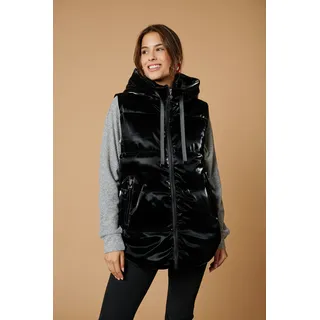 Steppweste ZABAIONE "Vest Gl44ossy", Damen, Gr. M, schwarz, Web, Obermaterial: 100% Polyester, glänzend, unifarben, Po-bedeckend, Westen Steppweste, mit Glanz-Effekt