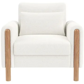 Okwish Relaxsessel 87/83/88,5 cm weiß aus Lammfell-Optik mit dickem Sitzkissen , Weiß , Textil , 83x88.5x87 cm , Wohnzimmer, Sessel, Relaxsessel