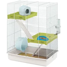 Ferplast Hamsterkäfig, Nagerkäfig Hamster TRIS, Kleintierkäfig, 3 Etagen mit Rampen Hamsterzubehör inklusive, 46 x 29 x 58 cm