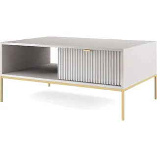 Selsey Vellore - Couchtisch Wohnzimmertisch mit Schublade, Grau mit goldenen Metallbeinen, 104x68 cm - Grau