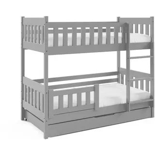 masseno Etagenbett Lucia 80 x 160 cm Kiefer massiv Hellgrau