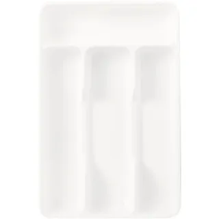 Besteck-Organizer - Besteckkasten mit Schublade aus PP 27 x 17,7 x 3,5 cm, Aufbewahrung mit 4 Fächern für Gabeln, Löffel, Messer | kompakter Schubladen-Organizer
