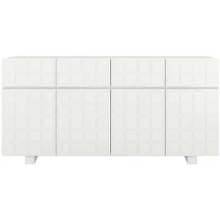 Skandica Sideboard Cubo Long, Geometrische 3D Fronten, 169 cm, Weiß , Holz , Rechteckig , 168.9x83.8x41.8 cm , Kleinmöbel, Kommoden, Sideboards