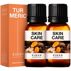Kukka Turmeric Oil for Skin - Natural Turmeric Essential Oil for Diffuser - Turmeric Oil for Face, Hair, Aromatherapy, Bath Bombs, Soaps and Candles - Turmeric Oil for Pain (10ml x 2)