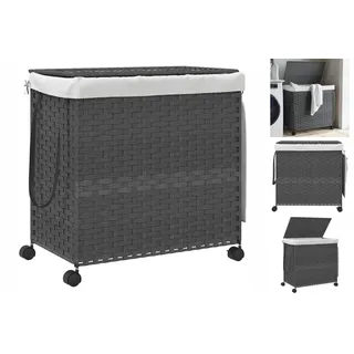 vidaXL Wäschekorb mit Rollen Grau 60x35x60,5 cm Rattan