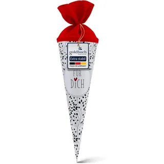 Goldbuch 93213 Geschwistertüte Für Dich, Tüte 35 cm Ø 11,5 cm, Weiß Rot | Kleine runde Zuckertüte aus weißem Lackkarton mit Wildblumen, Geschenktüte mit rotem Filzverschluss (ohne Verschlussband)