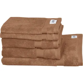 Schöner Wohnen Frottierset , Braun, Kupferfarben, Rostfarben, Rotbraun , Textil , 5-teilig , Uni , Oeko-Tex® Standard 100 , saugfähig, Aufhängeschlaufe, angenehm weich, hochwertige Qualität, schnelltrocknend , Heimtextilien, Badtextilien, Handtuchsets