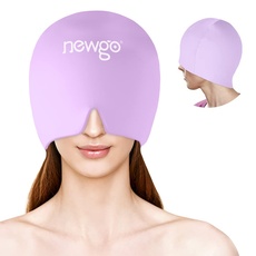 NEWGO Migräne Maske Migräne Cap, Full Coverage Eis Kopfschmerzen Hut für kalte Kompresse Relief Kopfschmerzen, Sinus, Stress(lila)
