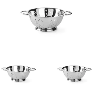 HENDI Seiher, mit Untersatz und 2 Griffen, Sieb, Nudelsieb, Küchensieb, ø280x(H)135mm, Edelstahl (Packung mit 3)