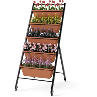 Costway Vertikales Hochbeet 5 Etagen 57 x 74 x 132 cm Braun