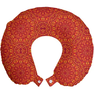 ABAKUHAUS Red Mandala Reisekissen Nackenstütze, orientalisch, Schaumstoff Reiseartikel für Flugzeug und Auto, 30x30 cm, Lila Senf orange