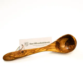 DAS OLIVENHOLZBRETT® Schöpflöffel aus Olivenholz/handgefertigter Schöpflöffel aus Holz/Suppenkelle aus Olivenholz/Schöpfkellen aus Holz/Länge ca. 35cm