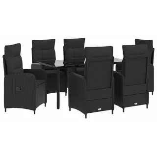 Sofa-Tischset 7 pcs PE Rattan und pulverbeschichteter Stahl - Schwarz, Bunt