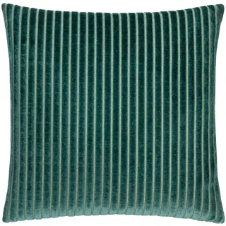 Paoletti Savoy Stripe Kissen mit Polyesterfüllung – Wendbares, weiches, strukturiertes Samt-Dekokissen für Sofas, Betten und Sessel (türkis – 50x50cm)