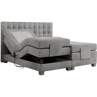 MKS Boxspringbett 200 x 200 cm H4 Hellgrau