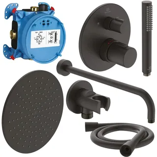 Ideal Standard Ceratherm T100 Armaturen-Paket Unterputz für 1 Verbraucher Schwarz Matt