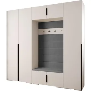 MEBLE KRYSPOL Inova 1 Möbelset Garderobe, 236,7x250x47cm - Weiß, Manila 16, Schwarz