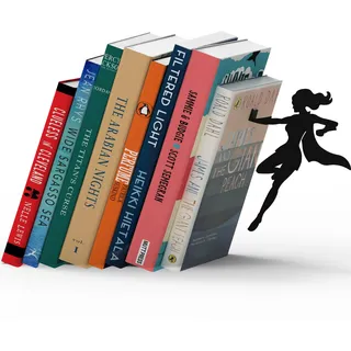 ARTORI DESIGN Stylische Metall Buchstütze in Schwarz - Bücherhalter für jeden Winkel, Regalbrett, Schreibtisch, Desk - Deko Buch Organizer Bücherhalter - die coolste Geschenkidee (Supergal)