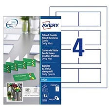 Avery Quick&Clean C32058-25 Faltvisitenkarten, für Tintenstrahldrucker, 260 g/m2, 170 x 54 mm, Mattweiß, 100 Karten, 170 x 54 mm