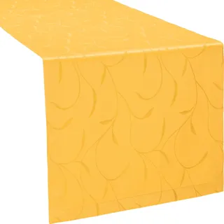 Erwin Müller Tischwäsche, Tischläufer Uni, Remscheid Mango Größe 40x130 cm - hochwertige Qualität mit Fleckschutz ausgerüstet und Kuvertsaum, Rankenmuster (weitere Farben, Größen)