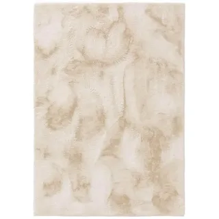 Kunstloft Kunstfell-Teppich Dave Cream 120x170 cm , Beige , Textil , Beton Optik , Rechteckig , 120x1 cm , Gots , waschbar , Teppiche und Böden, Teppiche