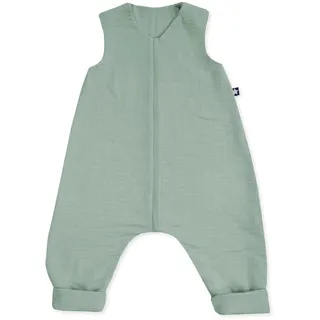 Julius Zöllner Schlafoverall Jumper Musselin 0,5 TOG Gr. 104 | 100% Baumwollmusselin | Oeko-TEX Standard 100 | grün