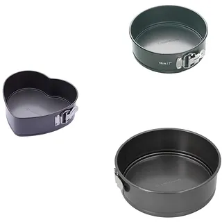 Master Class 20 cm Springform-Kuchenform mit losem Boden, Antihaft, PFOA-frei+ 22,5 cm Herzform-Kuchenform mit losem Boden, Springform-Verschluss + 18 cm Springform-Kuchenform mit losem Boden