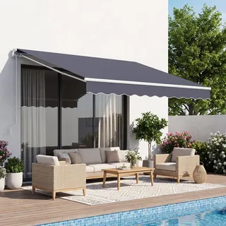 VEVOR Gelenkarmmarkise 2,5x2 m, Einziehbare Markise mit Handkurbel, Terrassenmarkise UPF 80+ Sonnenschutz, Sonnenmarkise, Balkonmarkise für Terrasse, Balkon, Garten, & Fenster, Grau