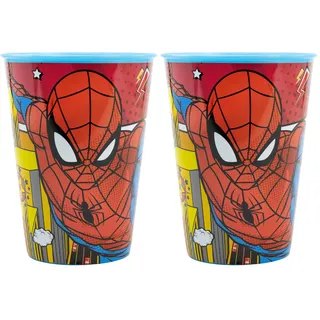 Stor Marvel Spiderman Kinderbecher 260 ml, aus BPA-freiem Kunststoff, leicht zu waschen und wiederverwendbar (Packung mit 2)