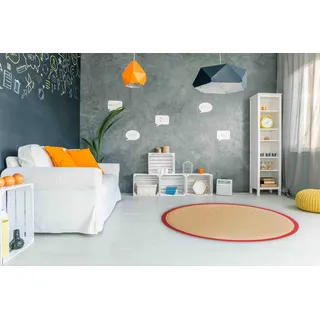 carpetfine Sisalteppich »Sisal« rund 5 mm Höhe mit farbiger Bordüre, Anti-Rutsch Rückseite, rot