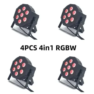 Bühnenscheinwerfer, RGBW-Dimmung, DMX-Steuerung, 7x12w RGBW 4 Stück, EU-Stecker