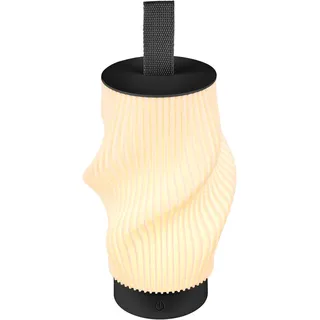BRILONER - LED Tischlampe kabellos IP44 mit Touch, dimmbar, warmweißes Licht, 3D-gedruckter Lampenschirm, Tischlampe Akku, Nachttischlampe, LED Lampe, Akku Tischleuchte, Leselampe, 14x28 cm, Schwarz