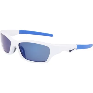 Nike Jolt M Dz7379 Sportsonnenbrille für Jungen und Mädchen - White - Blue Mirror/CAT3