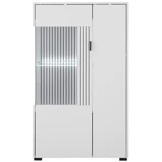 INOSIGN Vitrine schwarz), Weiß, Glas, Holzwerkstoff, 5 Fächer, 75x125x38 cm Typenauswahl, stehend, Wohnzimmer, Wohnwände, Vitrinenschränke